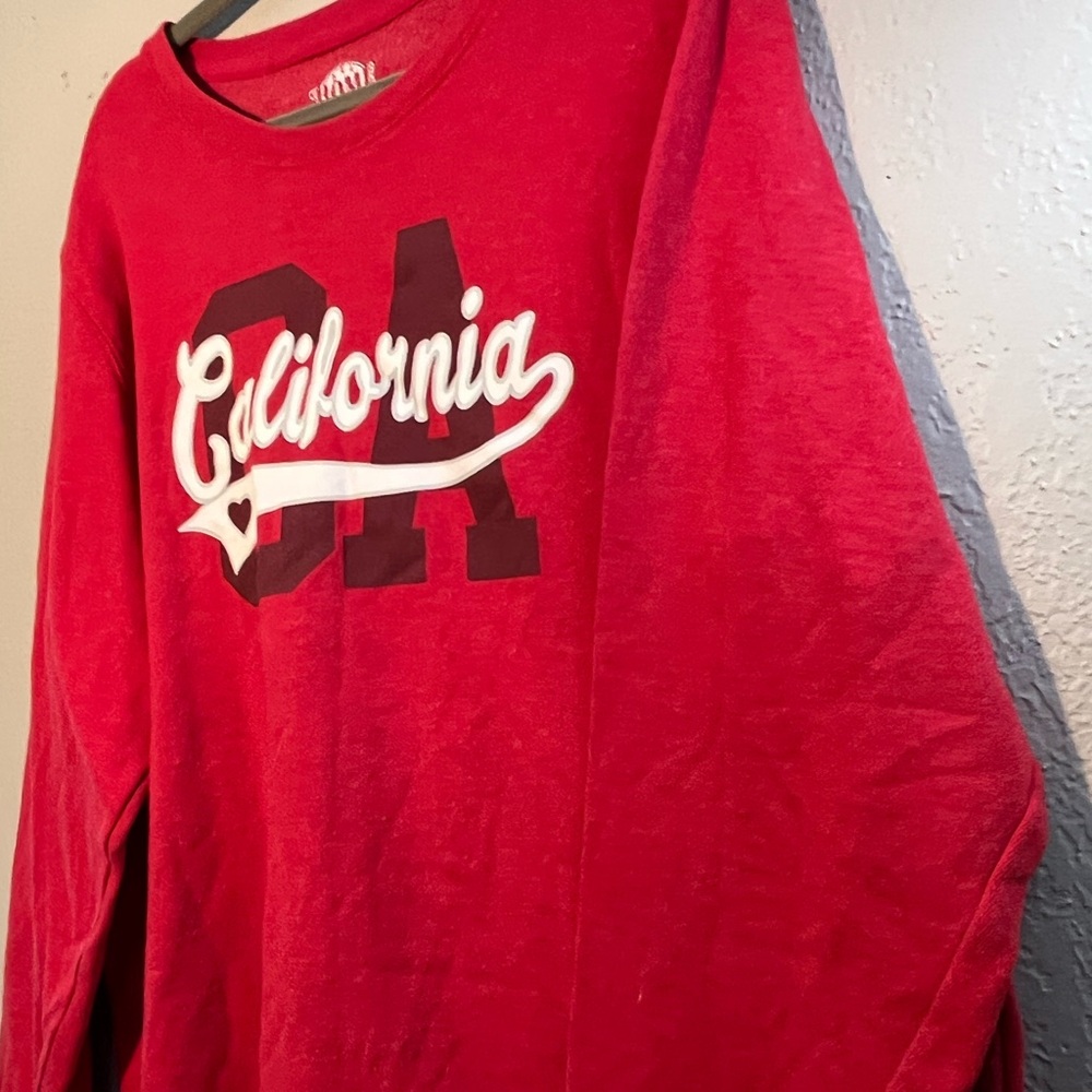 Y2K Blissliving Home Red California Crew Neck Sweater Embroidered CA SZ XL 2000s - Picture 2 of 9